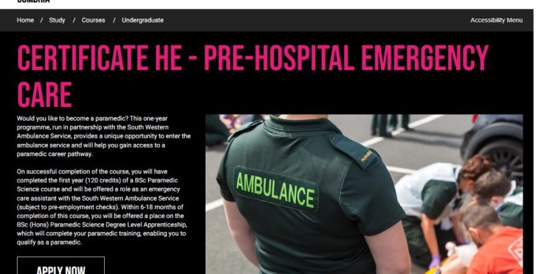 Level 4 UoC direct entry advert