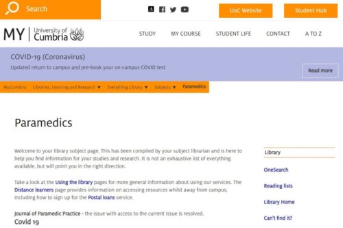 web page of my cumbria resourcce